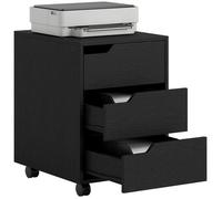 HOMCOM Caisson bureau mobile avec 3 tiroirs, meuble rangement bureau sur roulettes pour documents et imprimante, caisson de rangement compact pour travail ou chambre, 40x50x57,5cm, noir