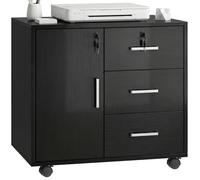 Caisson bureau - HOMCOM - verrouillable - 3 tiroirs et étagère réglable, roulettes - dim. 40 x 60 x 56 cm - noir