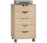 Caisson bureau mobile - HOMCOM - sur roulettes - avec 5 tiroirs - en bois - 40 x 40 x 67 cm - chêne