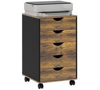 Caisson bureau mobile - HOMCOM - sur roulettes - avec 5 tiroirs - en bois - 40 x 40 x 67 cm - marron