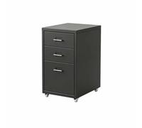 Caisson Bureau Mobile Metal roulettes, Caisson À Tiroirs, Noir/Blanc | Butée de tiroir, Acier revêtu par poudre, Sans formaldéhyde, Sans odeur, Compartiments larges et profonds(Black,3 drawer)