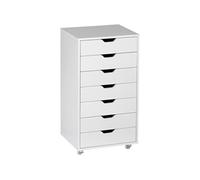 Caisson de bureau - Vinsetto - sur roulette - 7 tiroirs avec poignées encastrées - organisateur pour format A4, lettres - blanc