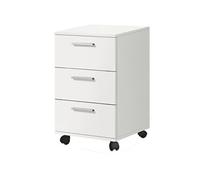 Caisson de 3 tiroirs a roulettes coloris Blanc - longueur 42 x profondeur 35 x hauteur 68 cm --