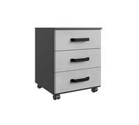 Caisson de bureau 3 tiroirs coloris imitation beton clair/graphite - Longueur 46 x Hauteur 58 x Profondeur 40 cm --