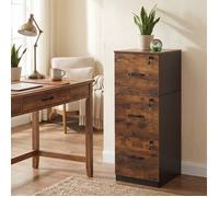 Caisson de Bureau, 3 Tiroirs Verrouillables, Tringles Réglables, Compatible avec Formats A4, Marron