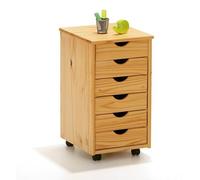Caisson de Bureau 6 Tiroirs "School" 65cm Naturel