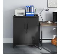 Caisson de Bureau à 2 Portes, Verrouillable, en Acier, pour Bureau, Salon, Noir