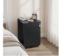 Caisson de Bureau à 3 Tiroirs Casier Verrouillable Préassemblé 50 x 39 x 59 cm Noir