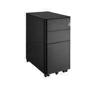 Desserte de bureau - TECTAKE - Caisson à roulettes PARVUS 2 tiroirs et 1 casier verrouillable, acier laqué, 30 x 50 x 59,5 cm - Noir
