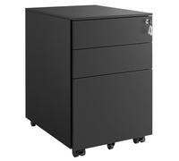 Caisson de Bureau à Roulettes SONGMICS - 3 Tiroirs et Classeur Suspendu Verrouillable - Noir