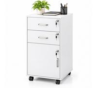 Caisson de bureau à roulettes verrouillable, 2 tiroirs + porte