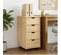 Caisson de bureau - desserte de bureau Vidaxl Cabinet roulant Marron 65,5 x 34 x 39 cm Bois de Pin Massif