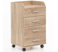 FineBuy Caisson de Bureau 40x70,5x33 cm Placard de Rangement Mobile Sonoma | Armoire de Rangement Petite avec Tiroir | Meuble de Bureau a Roulette