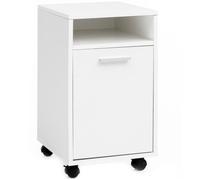FineBuy Caisson de Bureau 33x60x38 cm Placard de Rangement Mobile Blanc | Armoire de Rangement Petite avec Porte | Meuble de Bureau a Roulette
