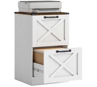 HOMCOM Caisson de Bureau 2 Tiroirs Lettre/A4 Rustique 40x40x71cm Blanc | Meuble de Rangement pour Dossiers Suspendus, Style Rustique, Caisson de Rangement pour Chambre Bureau