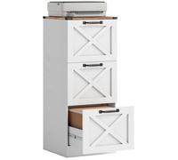 Caisson de bureau - HOMCOM - 3 tiroirs, dossiers suspendus pour formats lettre/A4, style rustique - bois - 40x40x101cm - blanc