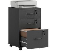 Caisson de bureau - HOMCOM - 3 tiroirs verrouillables - sur roulettes - bois - 40 x 40 x 69,5 cm - noir