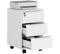 Caisson de bureau - HOMCOM - avec 3 tiroirs et serrure pour dossiers en bois - 40 x 40 x 63,5 cm - blanc
