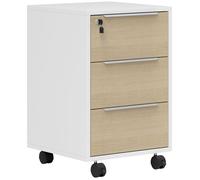 Caisson de bureau - HOMCOM - mobile - 3 tiroirs et serrure - panneau de particules et MDF - 40 x 40 x 63,5 cm - chêne