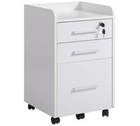 HOMCOM Caisson de Bureau Blanc sur Roulettes 3 Tiroirs MDF Rangement Mobile Aosom France