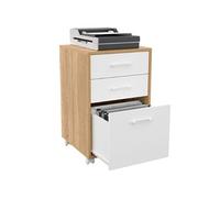 IDMarket Caisson de bureau JON support imprimante 3 tiroirs bois et blanc