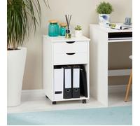 IDIMEX Caisson de Bureau Kano, Meuble de Rangement sur roulettes avec 2 tiroirs et 1 Niche, en pin Massif lasuré Blanc