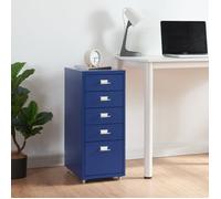 Caisson de bureau Kökar à roulettes avec 5 tiroirs 69 x 28 x 41 cm bleu
