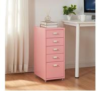 Caisson de bureau Kökar à roulettes avec 5 tiroirs 69 x 28 x 41 cm rose