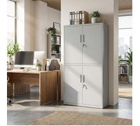 Caisson de Bureau, Meuble de Rangement, 40 x 80 x 180 cm, 5 Niveaux, Gris
