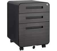 Caisson de Bureau Mobile 46x40x58 cm Classeur Métal avec 3 Tiroirs, Serrure, 5 Roulettes - pour Dossiers A4 - Noir