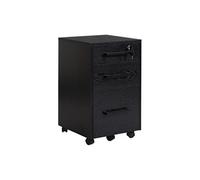 Caisson de bureau rangement bureau sur roulettes 3 tiroirs 1 verrouillable 1 trieur à dossiers MDF panneaux particules noir