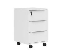 HomCom Caisson de bureau mobile 3 tiroirs avec serrure sur roulettes 40 x 40 x 63,5 cm blanc