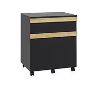 Vinsetto Caisson de bureau Meuble mobile à roulettes 2 tiroirs coulissants trieur 48x40x59,5 cm Noir