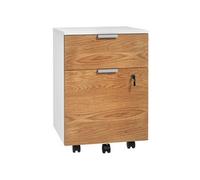 HOMCOM Caisson de Bureau, Meuble de Rangement 2 tiroirs 2 Barres de Suspension Dossier Suspendu, verrouillable 2 clés, 4 roulettes 42x40x60 cm Effet Bois Blanc et Naturel