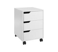 HOMCOM Caisson de bureau caisson de rangement mobile 3 tiroirs coulissants roulettes avec 2 freins MDF 40 x 50 x 57,5 cm blanc