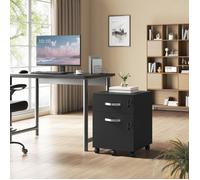 Caisson de bureau verrouillable avec 2 tiroirs, noir
