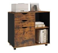 WOLTU Caisson de Bureau avec 3 Tiroirs et 2 Compartiments Ouverts, Armoire à Dossiers sur roulettes, Meuble de Rangement, pour Bureau, Chambre, en Bois d'Ingénierie, 80x39,5x69,5 cm, Blanc
