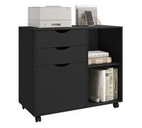 Caisson de Bureau - WOLTU Armoire à Dossiers sur roulettes - Bois d'Ingénierie - Noir W0ATT0940