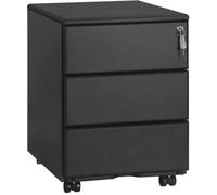 WOLTU Caisson de Bureau, Caisson de Rangement avec Serrures et roulettes, pour Bureau Studio, en Métal avec 3 Tiroirs pour Dossiers, Noir SK024sz