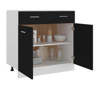 Caisson de cuisine Noir - LEMON® Armoire à tiroirs de cuisine - Armoire à vitrine - ""Lyon"" Noir 80x46x81,5cm - Bois d'ingénierie 996