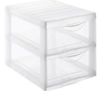 Caisson de rangement en plastique avec 2 tiroirs transparents au format A4, hauteur 255 cm, empilable pour le rangement de bureau - Orgamix
