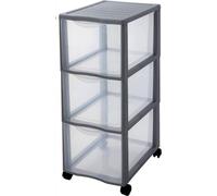 Caisson de rangement Orgamix transparent à 3 roulettes, format A4, hauteur 63,5 cm, rangement de bureau