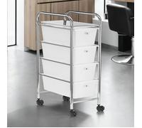 IDIMEX Caisson de Rangement sur roulettes GINA, Colonne 4 tiroirs et 1 étagère pour Salle de Bain ou Bureau, en Plastique et métal
