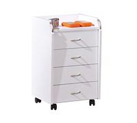 Caisson en bois de 4 tiroirs couleur blanche - Dim : L40 x H36 x P65 cm --