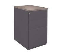 Caisson hauteur bureau métal NF Environnement Anthracite top Cèdre, H.72 x L. 42 x P. 80 cm