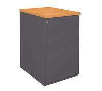Caisson hauteur bureau métal NF Environnement Anthracite top Chêne, H.72 x L. 42 x P. 60 cm