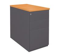 Caisson hauteur bureau métal NF Environnement Anthracite top Hêtre, H.72 x L. 42 x P. 80 cm