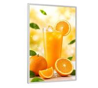 Caisson Lumineux Led Cadre Ultra-Fin, Cadre D'Affichage Publicitaire | Luminosité Uniforme, éConomies D'éNergie, Qualité D'Image Haute DéFinition Panneau Verre Trempé Pour Restaurants(Silver,A2)