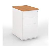 Caisson métal hauteur bureau L.42 x P.60 x H.72 cm - Corps Blanc - Top Hêtre