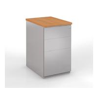 Caisson métal hauteur bureau L.42 x P.80 x H.72 cm - Corps Aluminium - Top Hêtre